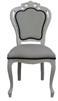 Casa Padrino Luxus Barock Esszimmer Stuhl in Weiß/Schwarz - Designer Stuhl - Luxus Qualität