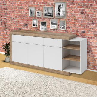 Sideboard "Sintra" Kommode 200cm weiß Hochglanz samdal eiche