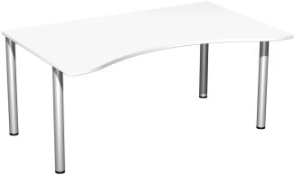 Schreibtisch '4 Fuß Flex', feste Höhe 160x100cm, Weiß / Silber