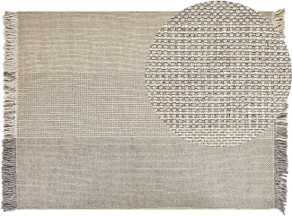 Teppich Wolle grau 160 x 230 cm Kurzflor TEKELER
