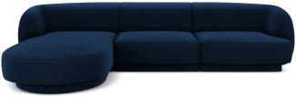 Micadoni 4-Sitzer Samtstoff Ecke links Sofa Miley | Bezug Royal Blue | Beinfarbe Black Plastic
