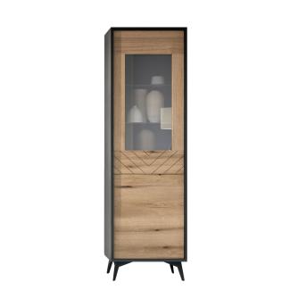 Vitrine Dailan W54 (Farbe: Schwarz / Evoke Eiche)