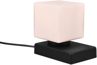 LED Tischleuchte Glasschirm Weiß Sockel Schwarz - Touch dimmbar, Höhe 14cm