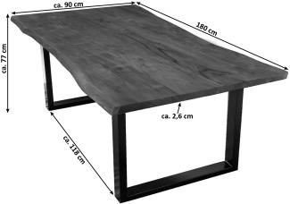 SIT Esstisch mit Baumkante, Massivholz Akazie, nussbaum/schwarz, 180 x 90
