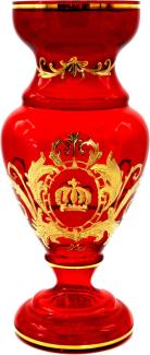 Pompöös by Casa Padrino Luxus Pokal Vase mit 24 Karat Vergoldung Rot / Gold Ø 14 x H. 30,5 cm - Pompööse Blumenvase designed by Harald Glööckler