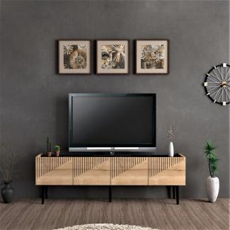 Fernsehtisch Oppdal 154x37x45cm Eiche/Marmor, schwarz [en. casa]