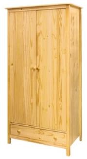 Kleiderschrank 2 Türen, 1 Schublade - 100 x 58 x 190 cm - Natur