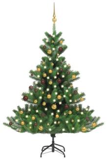 vidaXL Künstlicher Weihnachtsbaum Nordmann LED & Kugeln Grün 150 cm, Mit Beleuchtung [3077559]