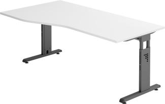 bümö® Schreibtisch O-Serie höhenverstellbar, Tischplatte 180 x 100 cm in weiß, Gestell in graphit