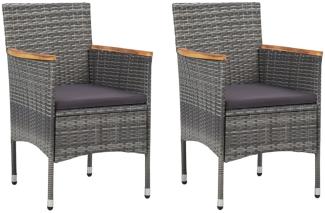 vidaXL 2 Garten-Essstühle, Poly Rattan, Grau, 84 x 57 x 52 cm