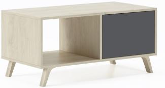 Skraut Home – Couchtisch – 45 x 92 x 50 cm – Niedriger Tisch, ideal für Wohnzimmer oder Esszimmer – Windmodell – widerstandsfähiges Holz – Hilfsmöbel – Puccini/Grau-Finish