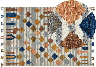 Kelim Teppich Wolle mehrfarbig 200 x 300 cm geometrisches Muster Kurzflor KASAKH
