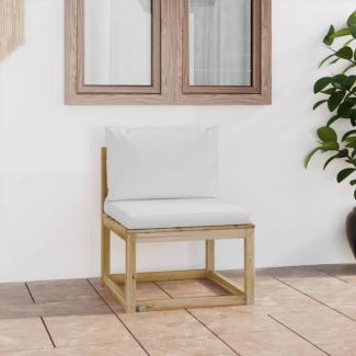 Garten-Sofa mit Kissen Imprägniertes Kiefernholz Mittelsofa Weiß