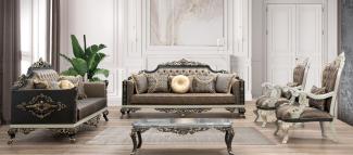 Casa Padrino Luxus Barock Wohnzimmer Set - 2 Sofas & 2 Sessel & 1 Couchtisch - Handgefertigte Wohnzimmer Möbel im Barockstil - Edel & Prunkvoll