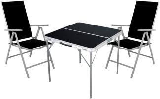 3-teiliges Campingmöbel Set Aluminium Textilen schwarz