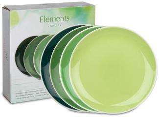 Waechtersbach Elements Jungle Teller 4er Set, Speiseteller, im Geschenkkarton, Bone China, Grün, Ø 19 cm, 41 5 973 1000