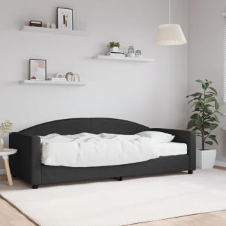 Tagesbett mit Matratze Schwarz 90x200 cm Stoff (Farbe: Schwarz)