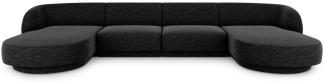 Micadoni 5-Sitzer Panorama Sofa Miley | Bezug Black | Beinfarbe Black Plastic