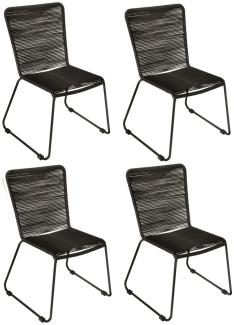 Gartenstuhl Outdoor-Seilstuhl Farbe Schwarz mit Eisen-Gestell in schwarz ISRA (4er Set) 136312696