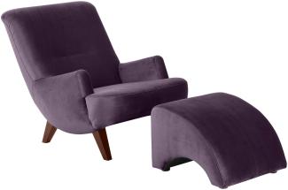 Sessel Kajsa Bezug Samtvelours Buche nussbaum dunkel / purple 21271