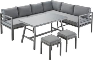 TrendLine Dining Lounge Set Columbia Sitzgruppe Garten Möbel Ecksofa Grau 5tlg