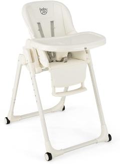 COSTWAY 4-in-1-Babyhochstuhl Klappbar, Höhenverstellbarer Hochstuhl, Kinderstuhl mit Abnehmbare Doppeltabletts, verstellbarer Rückenlehne & Fußstütze, für Kleinkinder 6-36 Monate (Beige)