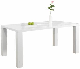 Essgruppe 5-tlg. 160 x 90 cm Tisch aus MDF Weiß + 4 Stühle aus Polyurethan Weiß
