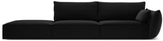 Micadoni 4-Sitzer Links Samtstoff Sofa Kaelle | Bezug Black | Beinfarbe Black Plastic
