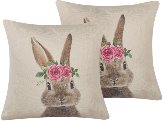 Dekokissen Hasenmotiv grau rosa 45 x 45 cm 2er Set TULIPA