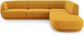 Micadoni 6-Sitzer Samtstoff Ecke rechts Sofa Miley | Bezug Yellow | Beinfarbe Black Plastic