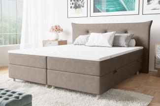 99rooms Artemis Boxspringbett 140x200 cm Velours SORO Beige Bonell-Federung