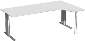 PC-Schreibtisch 'C Fuß Pro' rechts, feste Höhe 200x120x72cm, Lichtgrau / Silber