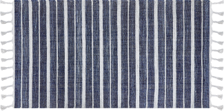 Outdoor Teppich dunkelblau weiß 80 x 150 cm Streifenmuster Kurzflor BADEMLI