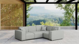 Garten Ecksofa SUMMER wetterfester Stoff NXL Hellgrau kurzer Schenkel Rechts