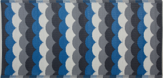 Outdoor Teppich grau-blau 90 x 180 cm geometrisches Muster Kurzflor BELLARY