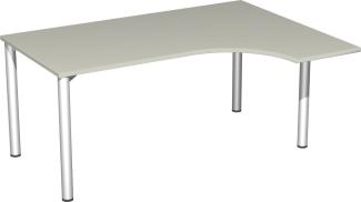 PC-Schreibtisch '4 Fuß Flex' rechts, 160x120cm, Lichtgrau / Silber