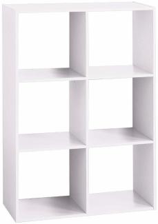 Dekoregal, rechteckig, weiß, 6 Fächer, 68 x 100,5 cm