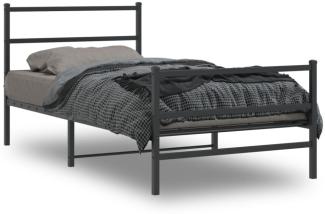 vidaXL Bettgestell mit Kopf- und Fußteil Metall Schwarz 107x203 cm