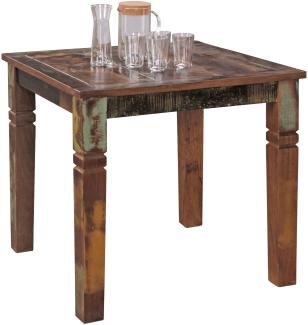 KADIMA DESIGN Holz Esstisch DIANA - Rustikaler Landhaus-Stil, Hochwertiges Massivholz, Quadratische Tischplatte für 4 Personen. Farbe: Beige