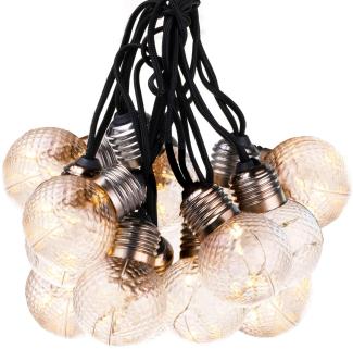DecoKing 10er LED Lichterkette mit Timer Glühbirnen warmes Weiß statisch batteriebetriebene Girlande Gartendeko Crystalball