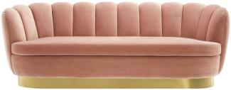 Casa Padrino Luxus Samt Sofa Hautfarben / Messing 225 x 90 x H. 80 cm - Wohnzimmer Sofa - Hotel Sofa - Luxus Möbel - Luxus Qualität