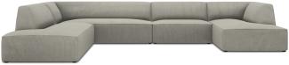 Micadoni 7-Sitzer Panorama Ecke links Sofa Ruby | Bezug Light Grey | Beinfarbe Black Plastic