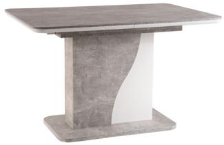 Esstisch Säulentisch Syriusz 120-160x80x76cm beton weiß ausziehbar