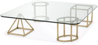 Casa Padrino Luxus Messing Couchtisch 120 x 120 x H. 30 cm - Quadratischer Wohnzimmertisch mit Glasplatte - Wohnzimmer Möbel - Luxus Möbel - Wohnzimmer Einrichtung - Luxus Einrichtung