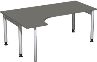 PC-Schreibtisch '4 Fuß Pro' links, höhenverstellbar, 180x120cm, Graphit / Silber