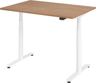 bümö® smarter Schreibtisch Serie-XDLR elektrisch höhenverstellbar mit App-Steuerung 120 x 80 cm in Nussbaum / Weiß