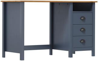 Schreibtisch "3002490" aus Kiefer-Massivholz in Grau und Honigbraun mit 3 Schubladen und einem Fach. Abmessungen (LxBxH) 50x120x74 cm