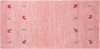 Gabbeh Teppich Wolle rosa 80 x 150 cm Tiermuster Hochflor YULAFI