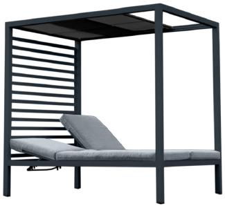 Premium Pavillon Doppel-Sonnenliege Gartenliege Pergola Loungebett Dach