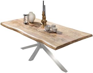 TABLES&CO Tisch 160x90 Mango Natur Metall Silber